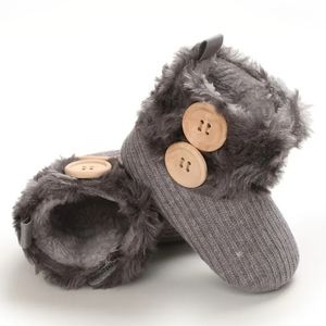Baby Girl Gray Faux Fur Booties with buttons
